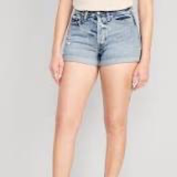 OLD NAVY•OG straight high rise 3” ripped Jean denim shorts 8 NWT - Picture 2 of 7